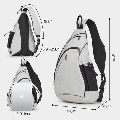 Sling Bag Men Backpack Unisex One Shoulder Bag Hiking Travel Backpack Crossbody with USB Port for Men Women Versatile Casual Daypack-19 inch,Dark Blue