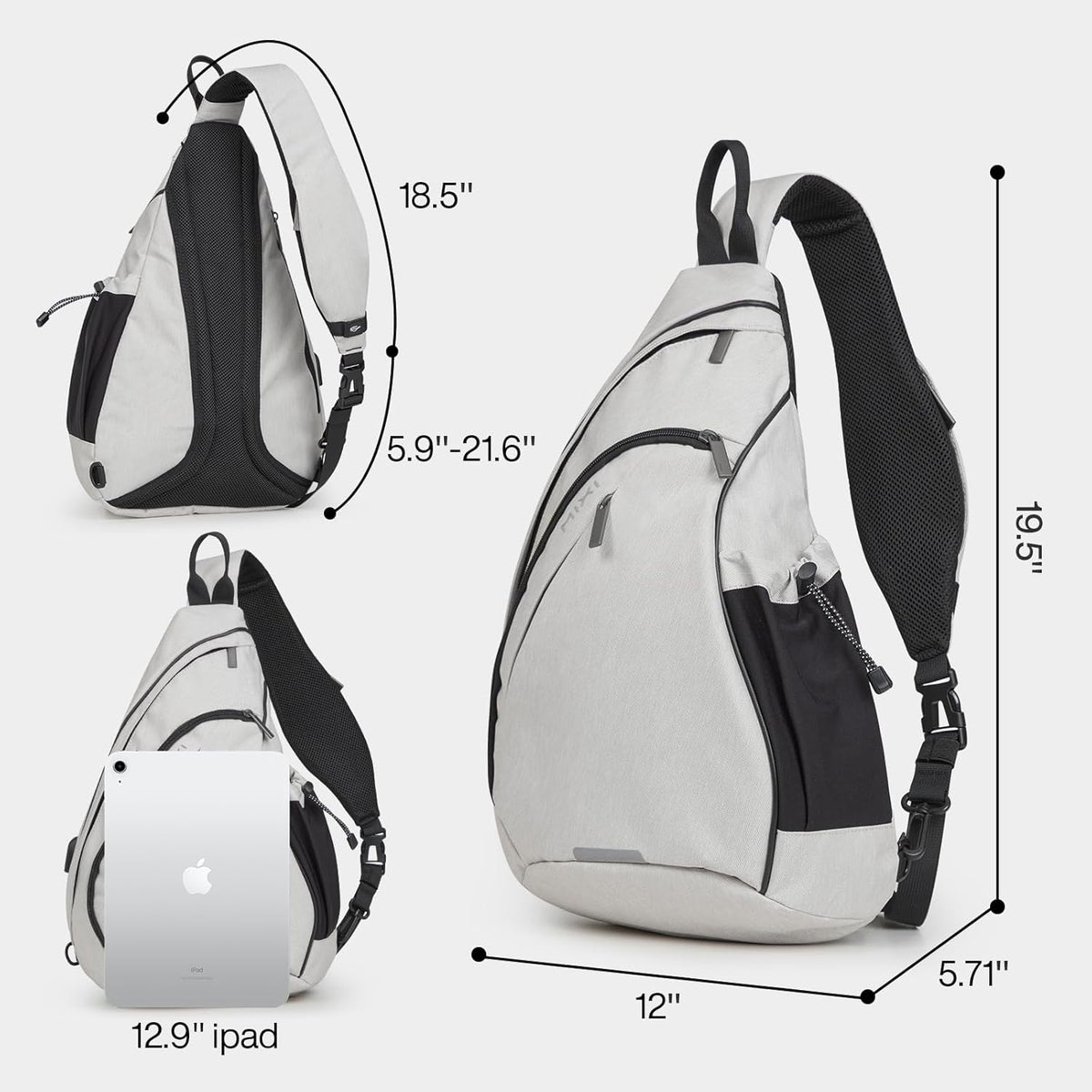Sling Bag Men Backpack Unisex One Shoulder Bag Hiking Travel Backpack Crossbody with USB Port for Men Women Versatile Casual Daypack-19 inch,Dark Blue