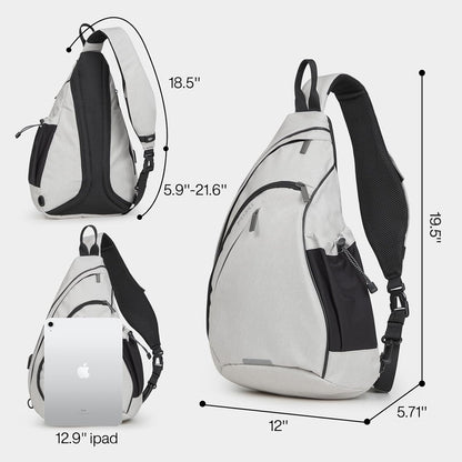 Sling Bag Men Backpack Unisex One Shoulder Bag Hiking Travel Backpack Crossbody with USB Port for Men Women Versatile Casual Daypack-19 inch,Dark Blue