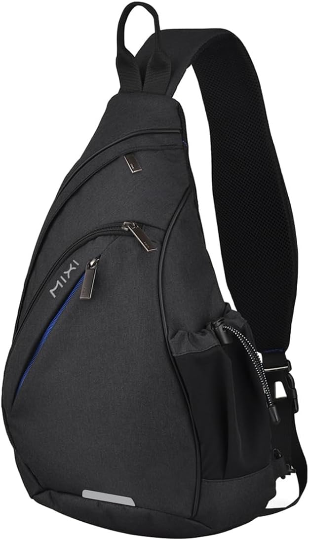 Sling Bag Men Backpack Unisex One Shoulder Bag Hiking Travel Backpack Crossbody with USB Port for Men Women Versatile Casual Daypack-19 inch,Dark Blue