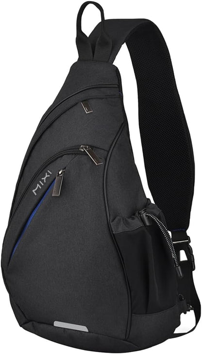 Sling Bag Men Backpack Unisex One Shoulder Bag Hiking Travel Backpack Crossbody with USB Port for Men Women Versatile Casual Daypack-19 inch,Dark Blue