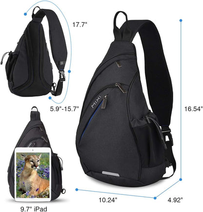 Sling Bag Men Backpack Unisex One Shoulder Bag Hiking Travel Backpack Crossbody with USB Port for Men Women Versatile Casual Daypack-19 inch,Dark Blue