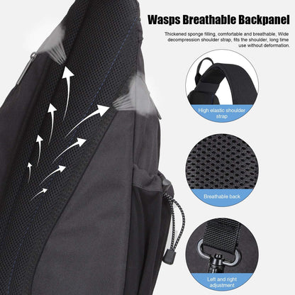 Sling Bag Men Backpack Unisex One Shoulder Bag Hiking Travel Backpack Crossbody with USB Port for Men Women Versatile Casual Daypack-19 inch,Dark Blue