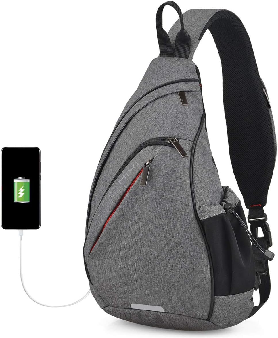 Sling Bag Men Backpack Unisex One Shoulder Bag Hiking Travel Backpack Crossbody with USB Port for Men Women Versatile Casual Daypack-19 inch,Dark Blue