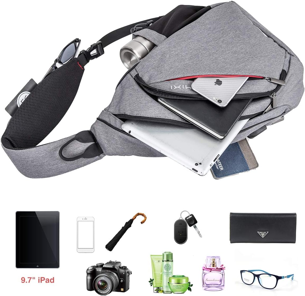 Sling Bag Men Backpack Unisex One Shoulder Bag Hiking Travel Backpack Crossbody with USB Port for Men Women Versatile Casual Daypack-19 inch,Dark Blue