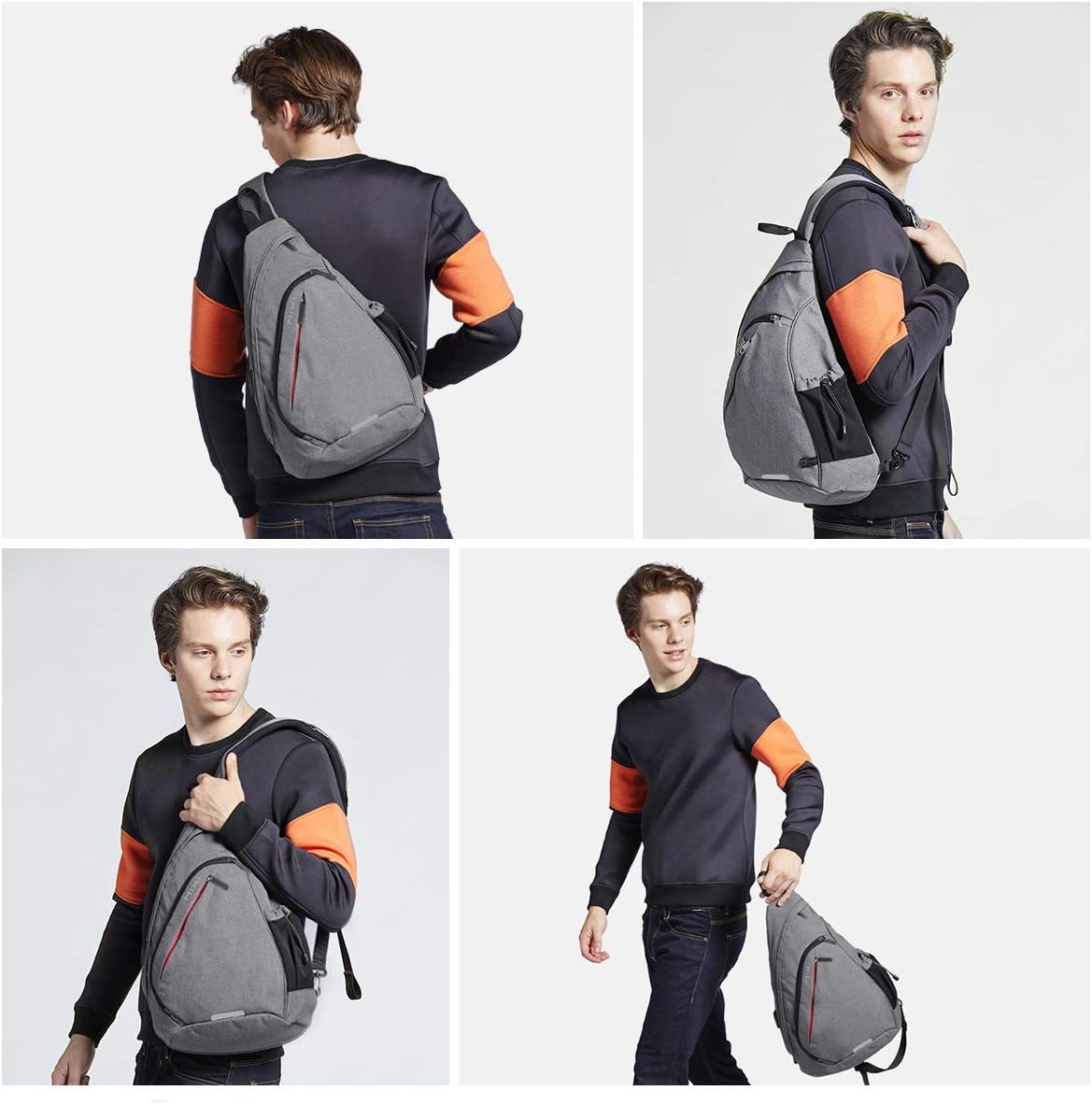 Sling Bag Men Backpack Unisex One Shoulder Bag Hiking Travel Backpack Crossbody with USB Port for Men Women Versatile Casual Daypack-19 inch,Dark Blue