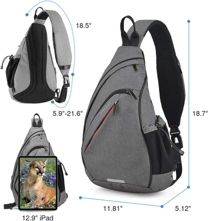 Sling Bag Men Backpack Unisex One Shoulder Bag Hiking Travel Backpack Crossbody with USB Port for Men Women Versatile Casual Daypack-19 inch,Dark Blue