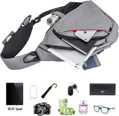 Sling Bag Men Backpack Unisex One Shoulder Bag Hiking Travel Backpack Crossbody with USB Port for Men Women Versatile Casual Daypack-19 inch,Dark Blue