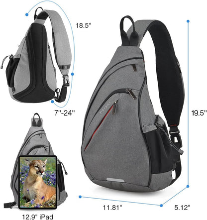 Sling Bag Men Backpack Unisex One Shoulder Bag Hiking Travel Backpack Crossbody with USB Port for Men Women Versatile Casual Daypack-19 inch,Dark Blue