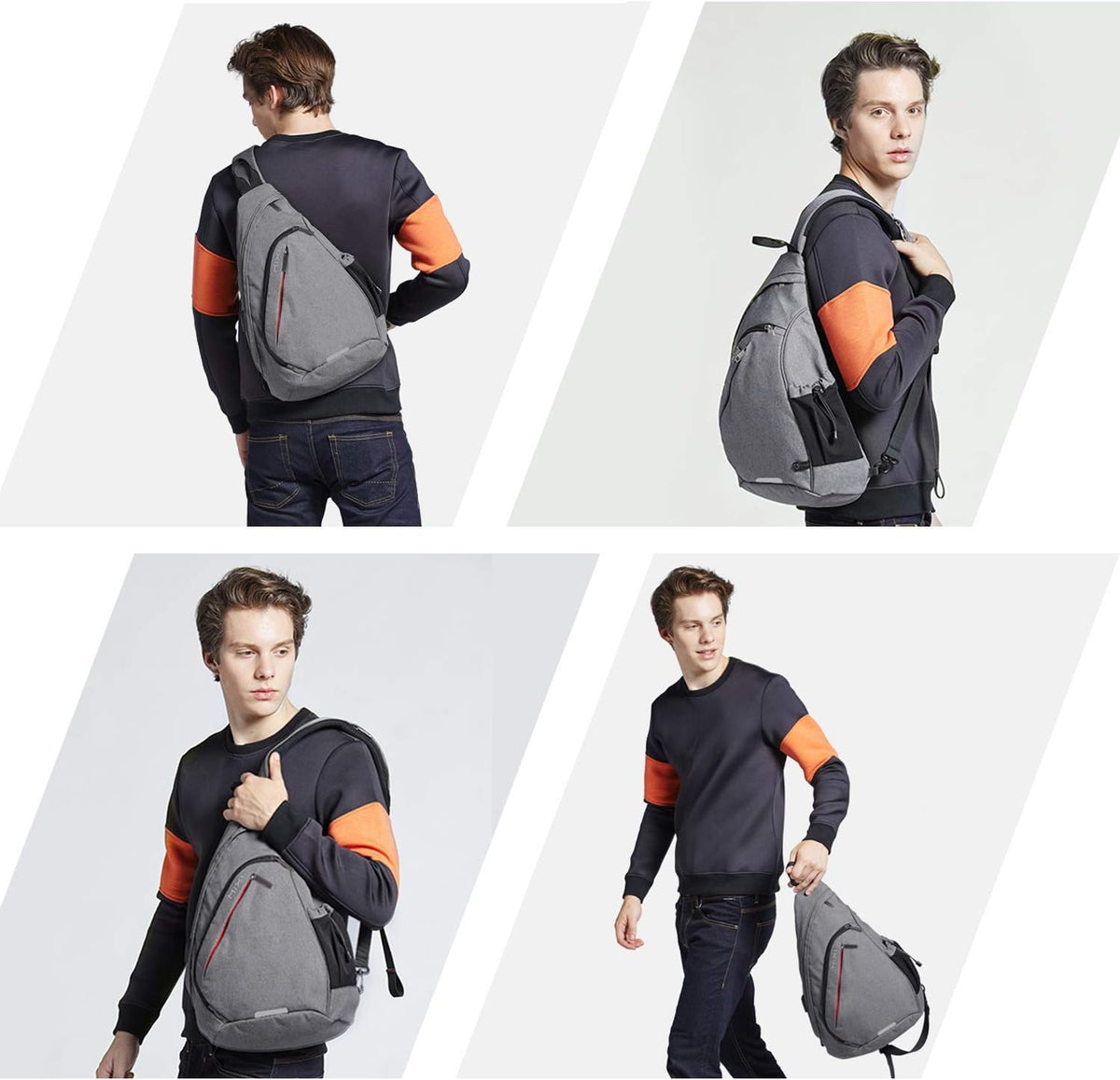 Sling Bag Men Backpack Unisex One Shoulder Bag Hiking Travel Backpack Crossbody with USB Port for Men Women Versatile Casual Daypack-19 inch,Dark Blue
