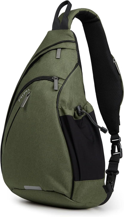 Sling Bag Men Backpack Unisex One Shoulder Bag Hiking Travel Backpack Crossbody with USB Port for Men Women Versatile Casual Daypack-19 inch,Dark Blue
