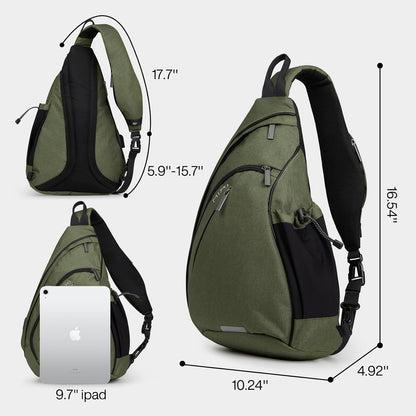 Sling Bag Men Backpack Unisex One Shoulder Bag Hiking Travel Backpack Crossbody with USB Port for Men Women Versatile Casual Daypack-19 inch,Dark Blue