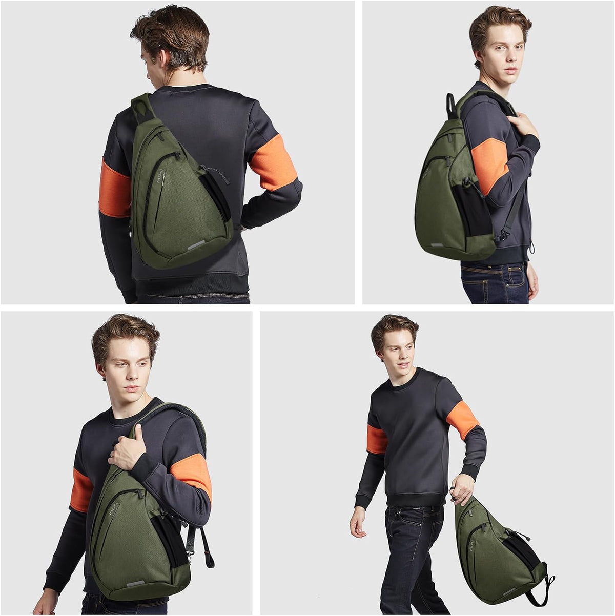 Sling Bag Men Backpack Unisex One Shoulder Bag Hiking Travel Backpack Crossbody with USB Port for Men Women Versatile Casual Daypack-19 inch,Dark Blue