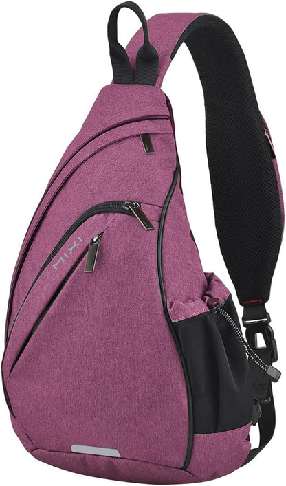 Sling Bag Men Backpack Unisex One Shoulder Bag Hiking Travel Backpack Crossbody with USB Port for Men Women Versatile Casual Daypack-19 inch,Dark Blue
