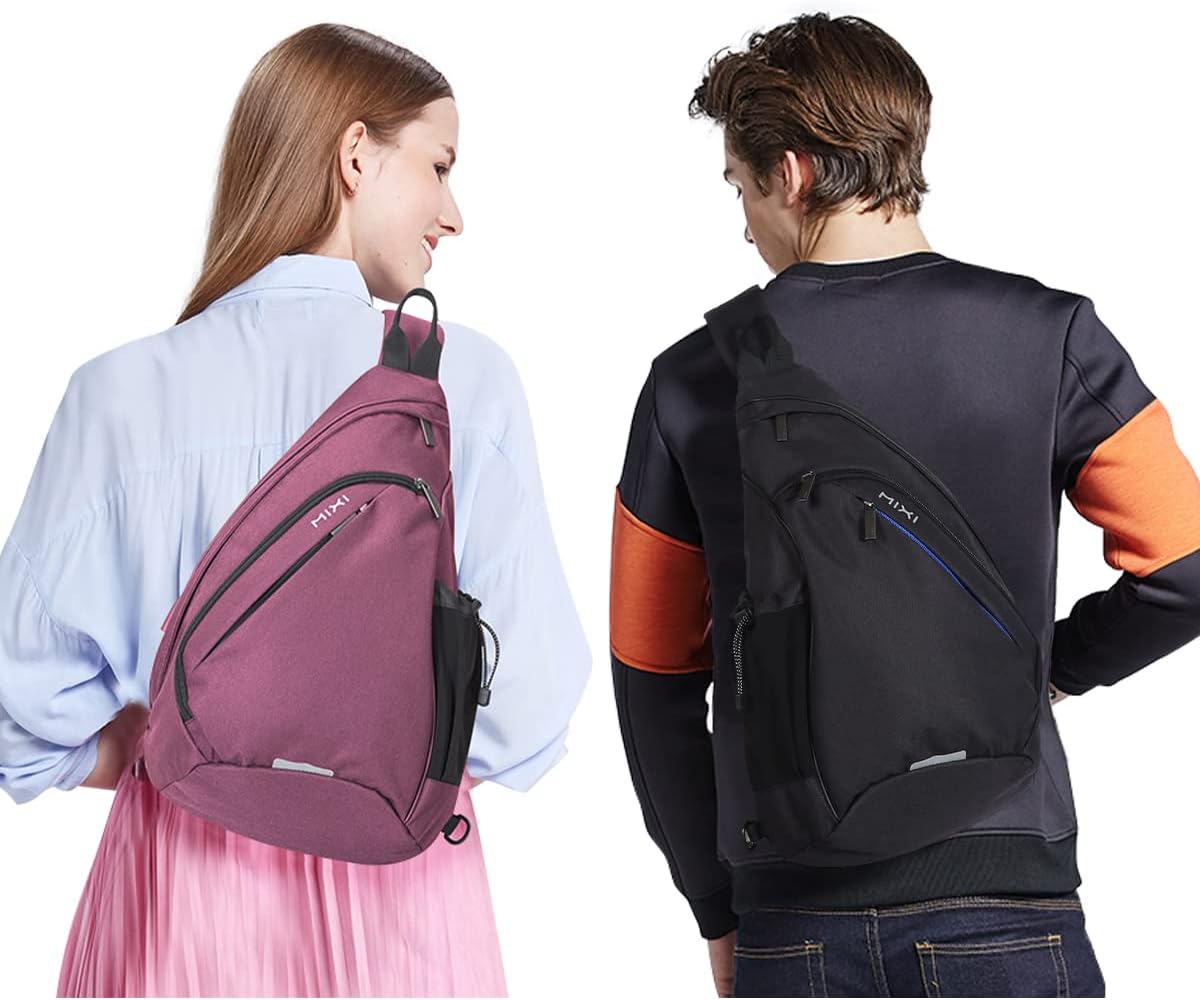 Sling Bag Men Backpack Unisex One Shoulder Bag Hiking Travel Backpack Crossbody with USB Port for Men Women Versatile Casual Daypack-19 inch,Dark Blue