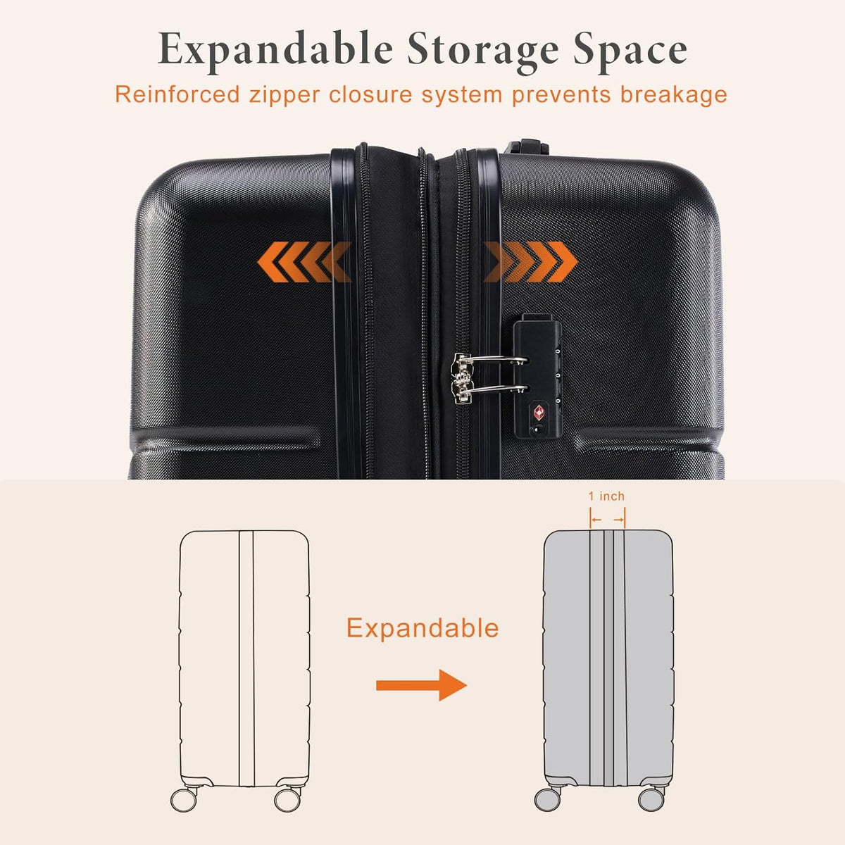 20 Inch Carry On Luggage, Lightweight ABS Rolling Hard Shell Suitcase with Quiet Spinner Wheels, Built-in TSA Lock, Portable Travel Suitcase for Business Trip & Vacation Use, Pink