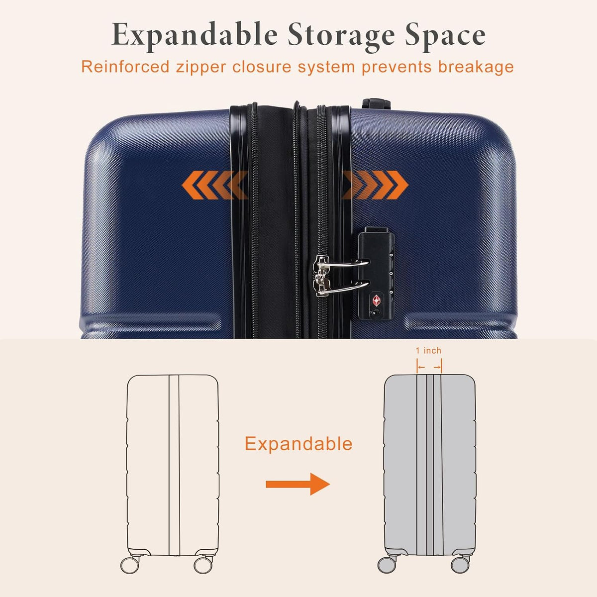 20 Inch Carry On Luggage, Lightweight ABS Rolling Hard Shell Suitcase with Quiet Spinner Wheels, Built-in TSA Lock, Portable Travel Suitcase for Business Trip & Vacation Use, Pink