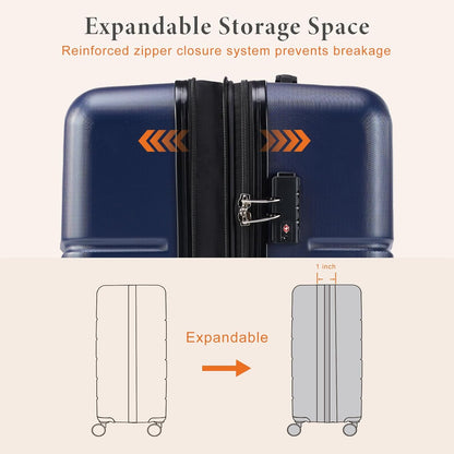 20 Inch Carry On Luggage, Lightweight ABS Rolling Hard Shell Suitcase with Quiet Spinner Wheels, Built-in TSA Lock, Portable Travel Suitcase for Business Trip & Vacation Use, Pink