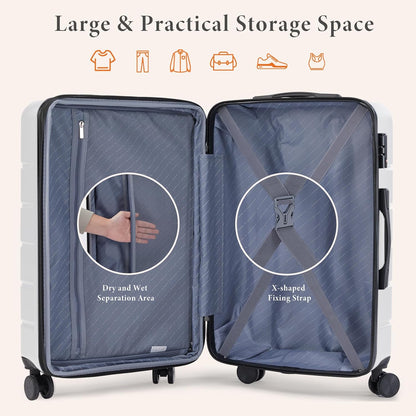 20 Inch Carry On Luggage, Lightweight ABS Rolling Hard Shell Suitcase with Quiet Spinner Wheels, Built-in TSA Lock, Portable Travel Suitcase for Business Trip & Vacation Use, Pink