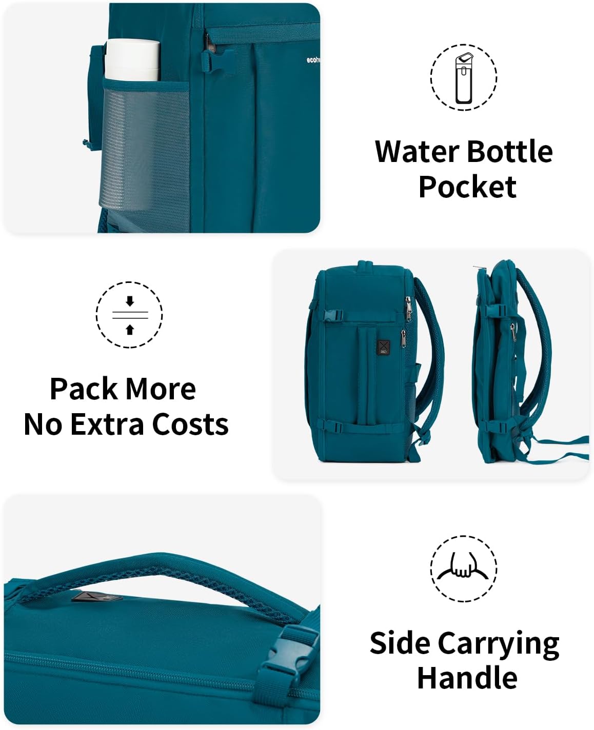 Travel Backpack for Women, Carry on Backpack with USB Charging Hole, Spirit Airlines Personal Item Bag Flight Approved, 15.6 Inch Laptop Backpack with Anti Theft Pockets, 30L, Pink