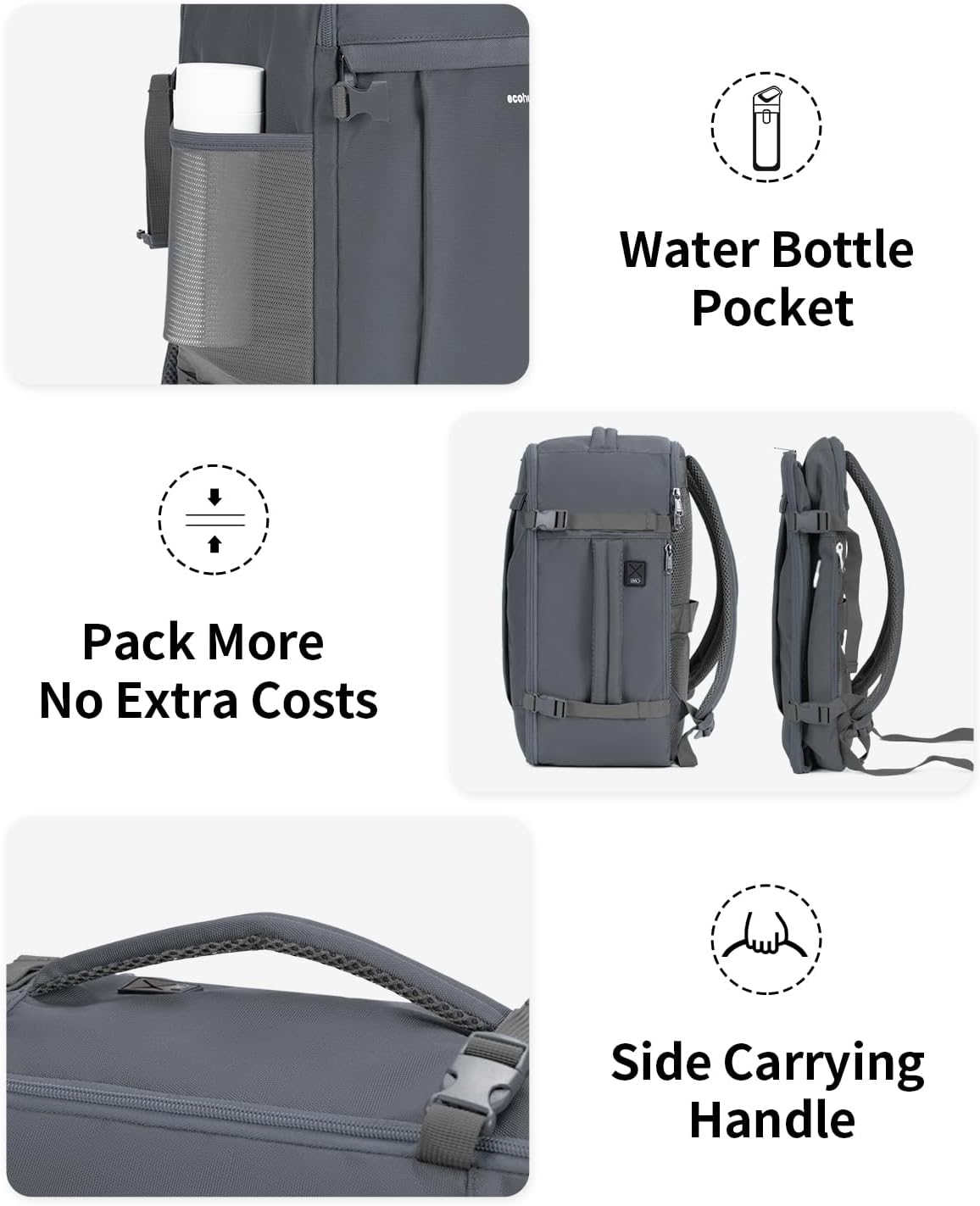 Travel Backpack for Women, Carry on Backpack with USB Charging Hole, Spirit Airlines Personal Item Bag Flight Approved, 15.6 Inch Laptop Backpack with Anti Theft Pockets, 30L, Pink
