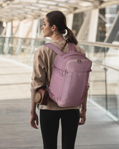 Travel Backpack for Women, Carry on Backpack with USB Charging Hole, Spirit Airlines Personal Item Bag Flight Approved, 15.6 Inch Laptop Backpack with Anti Theft Pockets, 30L, Pink