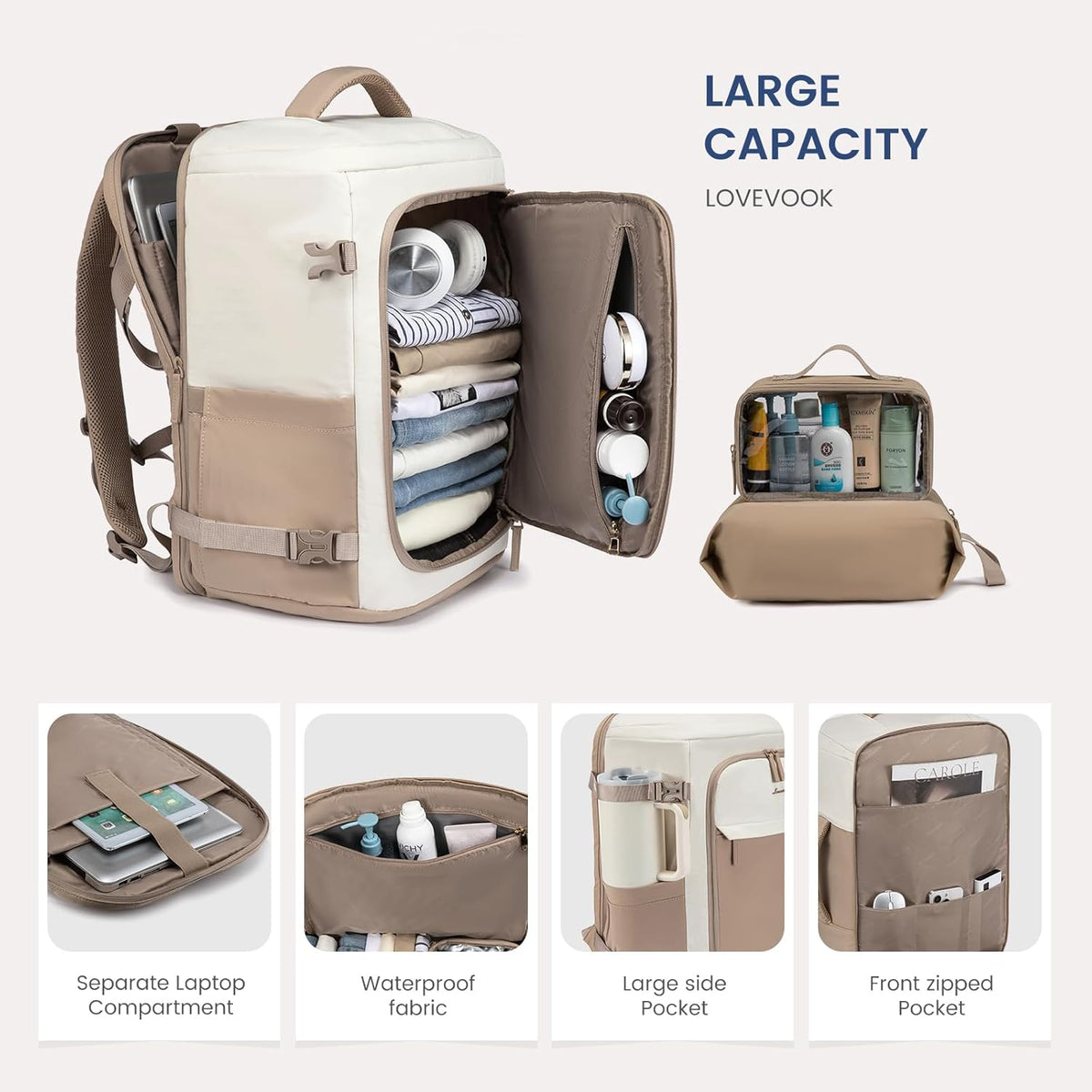 Travel Backpack for Women 17.3 Inch Carry On Backpack for Traveling on Airplane, Water Resistant Computer Backpack Luggage, Lightweight Business Rucksack as Personal Item Travel Bag