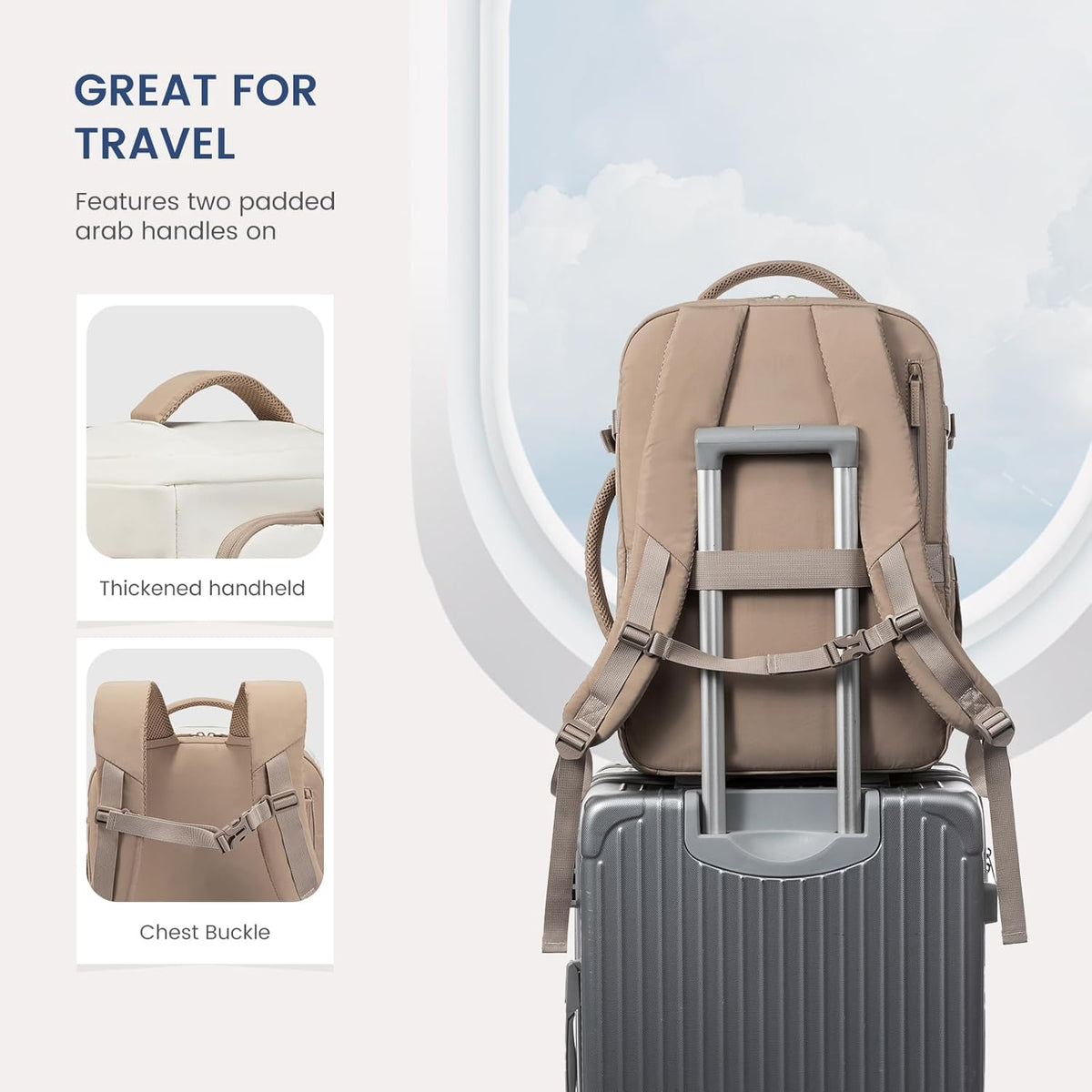Travel Backpack for Women 17.3 Inch Carry On Backpack for Traveling on Airplane, Water Resistant Computer Backpack Luggage, Lightweight Business Rucksack as Personal Item Travel Bag