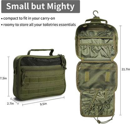 Toiletry Bag for Men Travel Toiletry Organizer Dopp Kit Organizer Toiletries Travel Bag Shaving Hygiene Bag Bathroom Hanging Men's Toiletry Bag for Short Trips Army Green