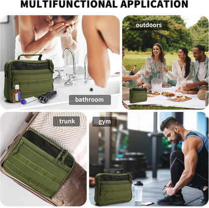 Toiletry Bag for Men Travel Toiletry Organizer Dopp Kit Organizer Toiletries Travel Bag Shaving Hygiene Bag Bathroom Hanging Men's Toiletry Bag for Short Trips Army Green