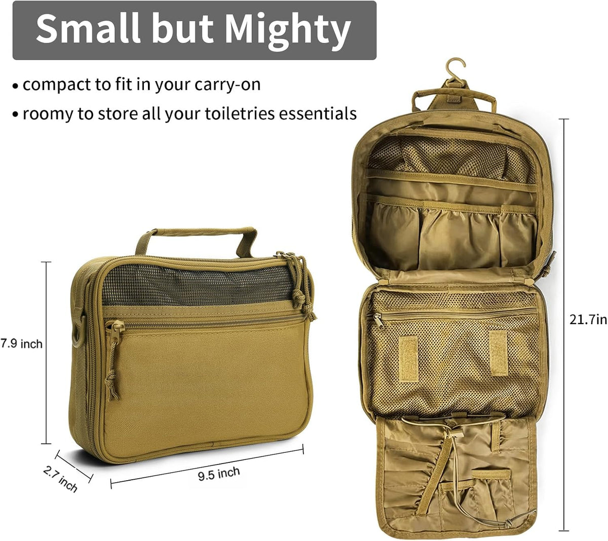 Toiletry Bag for Men Travel Toiletry Organizer Dopp Kit Organizer Toiletries Travel Bag Shaving Hygiene Bag Bathroom Hanging Men's Toiletry Bag for Short Trips Army Green