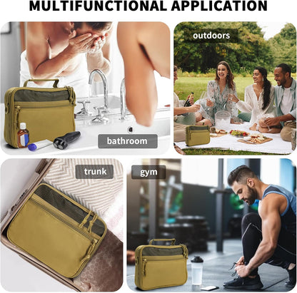 Toiletry Bag for Men Travel Toiletry Organizer Dopp Kit Organizer Toiletries Travel Bag Shaving Hygiene Bag Bathroom Hanging Men's Toiletry Bag for Short Trips Army Green