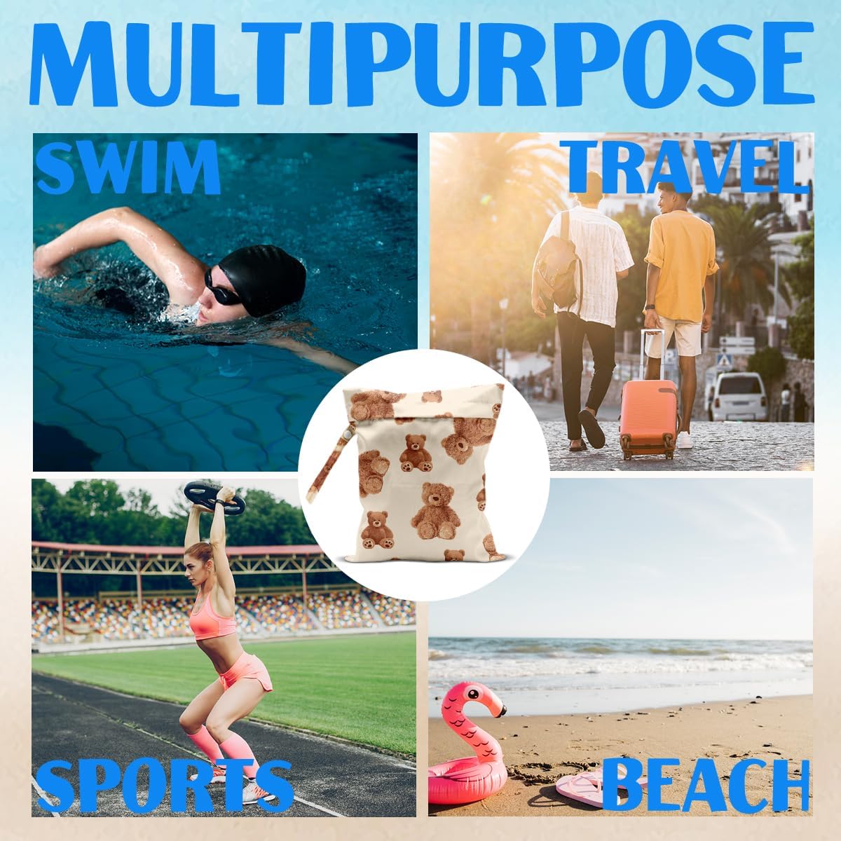 Wet Bag for Baby Swimsuit Dirty Clothes Diaper Yoga Gym, Wet Dry Bag, Beach Vacation Essential for Baby Travel Poor Swiming Bathing Toddler Diapers Items