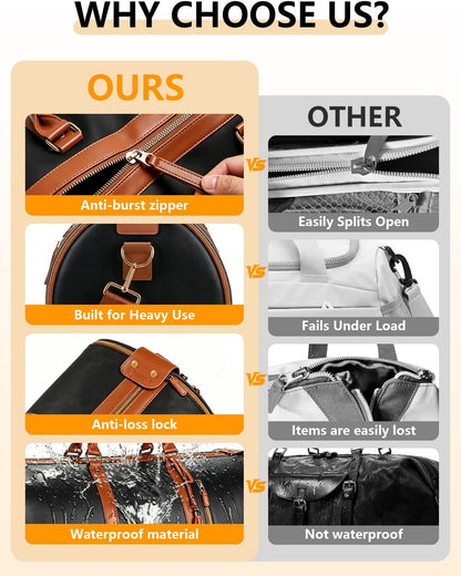 2 in 1 Convertible Garment Duffle Bags for Travel 45L Carry on Duffle Bag for Men & Women with Shoe Lmproved Zipper and Reinforced Straps Suitable for Business & Weekend Trips Beige