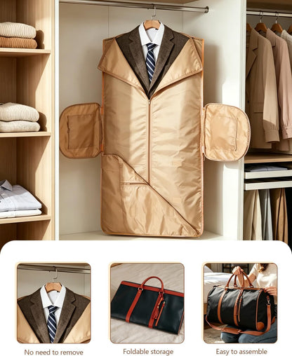 2 in 1 Convertible Garment Duffle Bags for Travel 45L Carry on Duffle Bag for Men & Women with Shoe Lmproved Zipper and Reinforced Straps Suitable for Business & Weekend Trips Beige