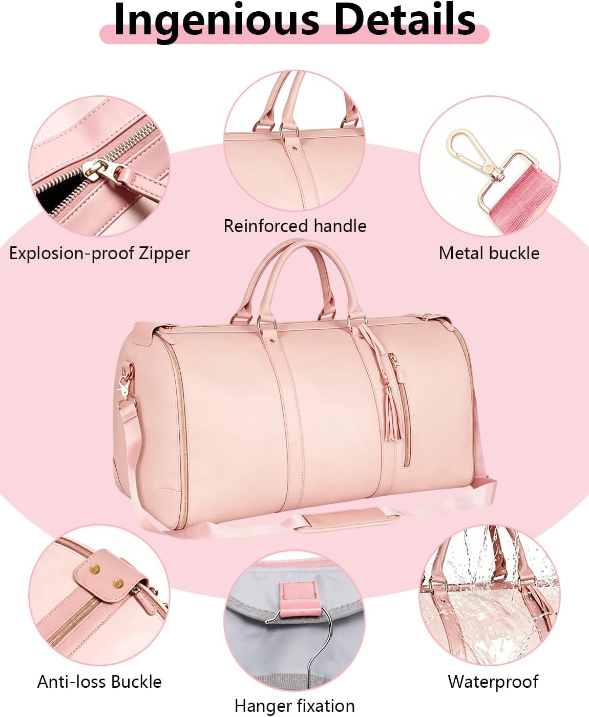 2 in 1 Convertible Garment Duffle Bags for Travel 45L Carry on Duffle Bag for Men & Women with Shoe Lmproved Zipper and Reinforced Straps Suitable for Business & Weekend Trips Beige