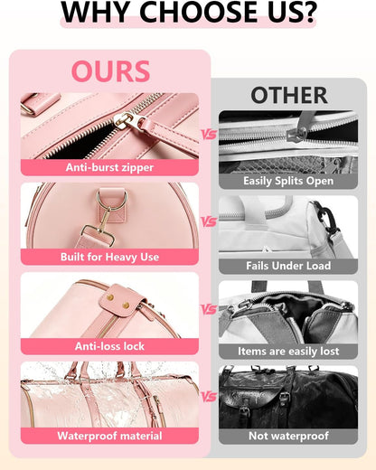 2 in 1 Convertible Garment Duffle Bags for Travel 45L Carry on Duffle Bag for Men & Women with Shoe Lmproved Zipper and Reinforced Straps Suitable for Business & Weekend Trips Beige