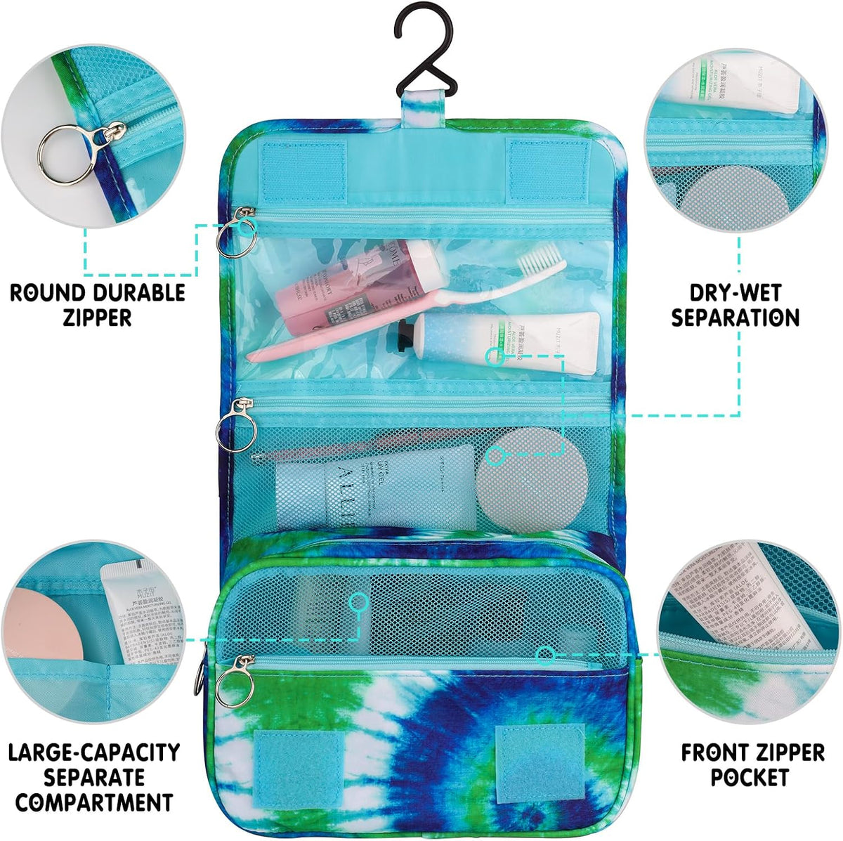 Purple Hanging Toiletry Bag for Girls, Travel Toiletry Bag for Teen Girls Cosmetic Makeup Waterproof Wash Bag Traveling Toiletries, Fluid