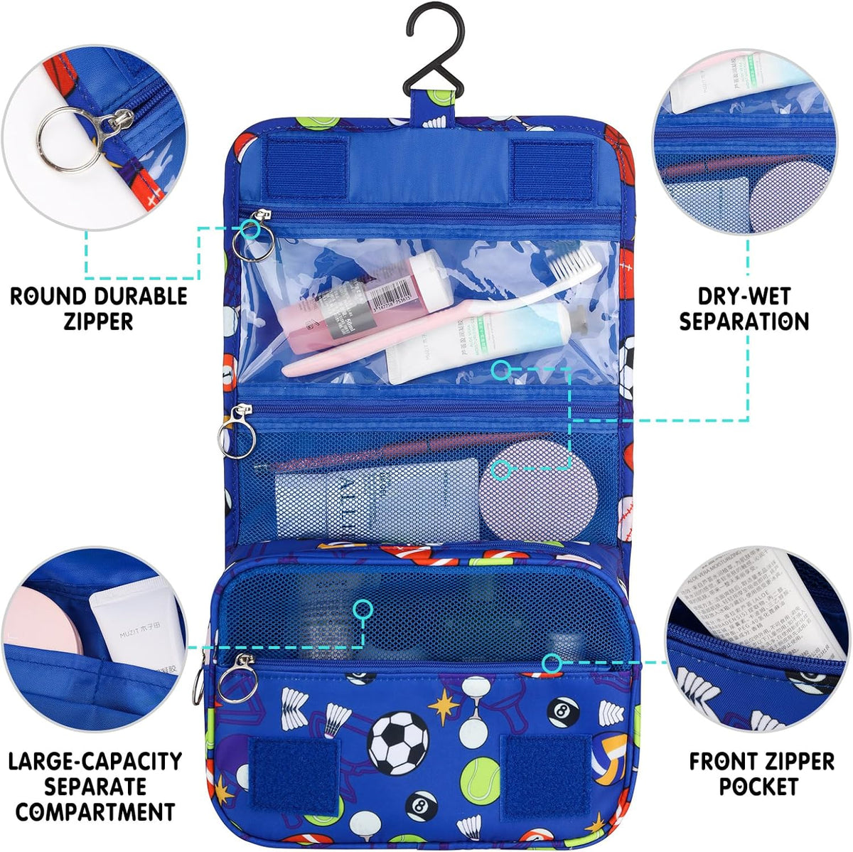Purple Hanging Toiletry Bag for Girls, Travel Toiletry Bag for Teen Girls Cosmetic Makeup Waterproof Wash Bag Traveling Toiletries, Fluid