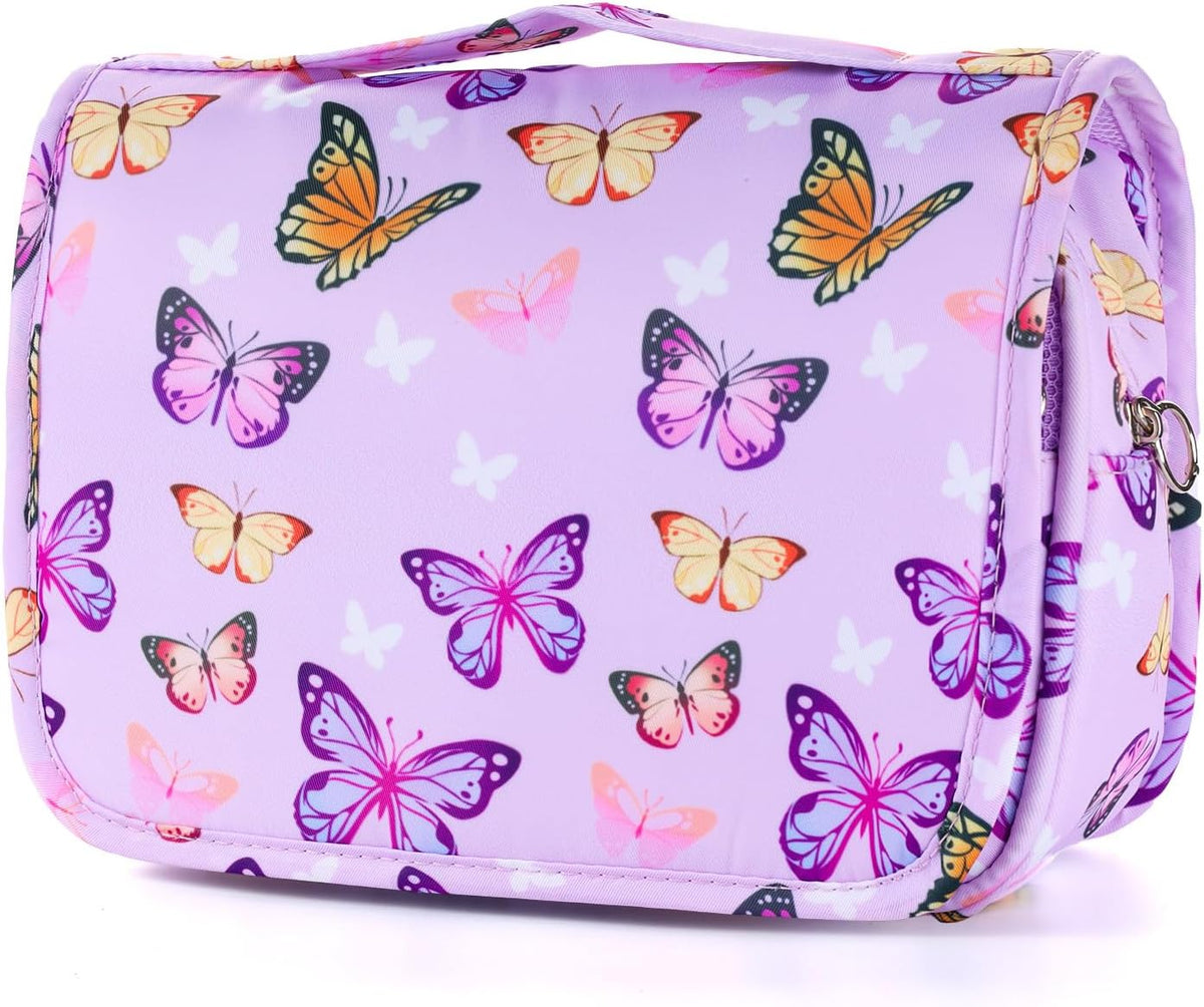 Purple Hanging Toiletry Bag for Girls, Travel Toiletry Bag for Teen Girls Cosmetic Makeup Waterproof Wash Bag Traveling Toiletries, Fluid