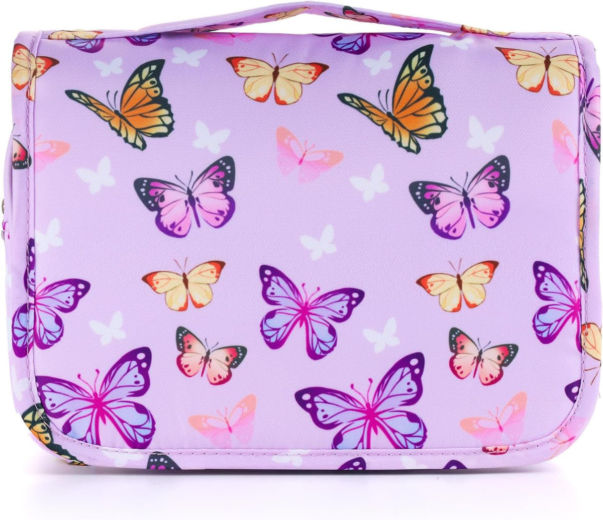 Purple Hanging Toiletry Bag for Girls, Travel Toiletry Bag for Teen Girls Cosmetic Makeup Waterproof Wash Bag Traveling Toiletries, Fluid