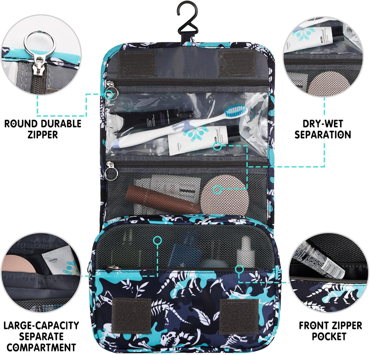 Purple Hanging Toiletry Bag for Girls, Travel Toiletry Bag for Teen Girls Cosmetic Makeup Waterproof Wash Bag Traveling Toiletries, Fluid