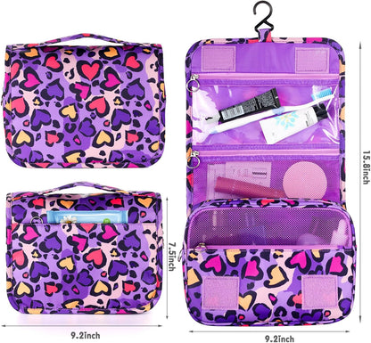 Purple Hanging Toiletry Bag for Girls, Travel Toiletry Bag for Teen Girls Cosmetic Makeup Waterproof Wash Bag Traveling Toiletries, Fluid