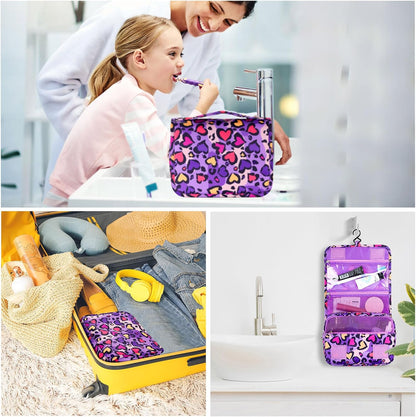 Purple Hanging Toiletry Bag for Girls, Travel Toiletry Bag for Teen Girls Cosmetic Makeup Waterproof Wash Bag Traveling Toiletries, Fluid
