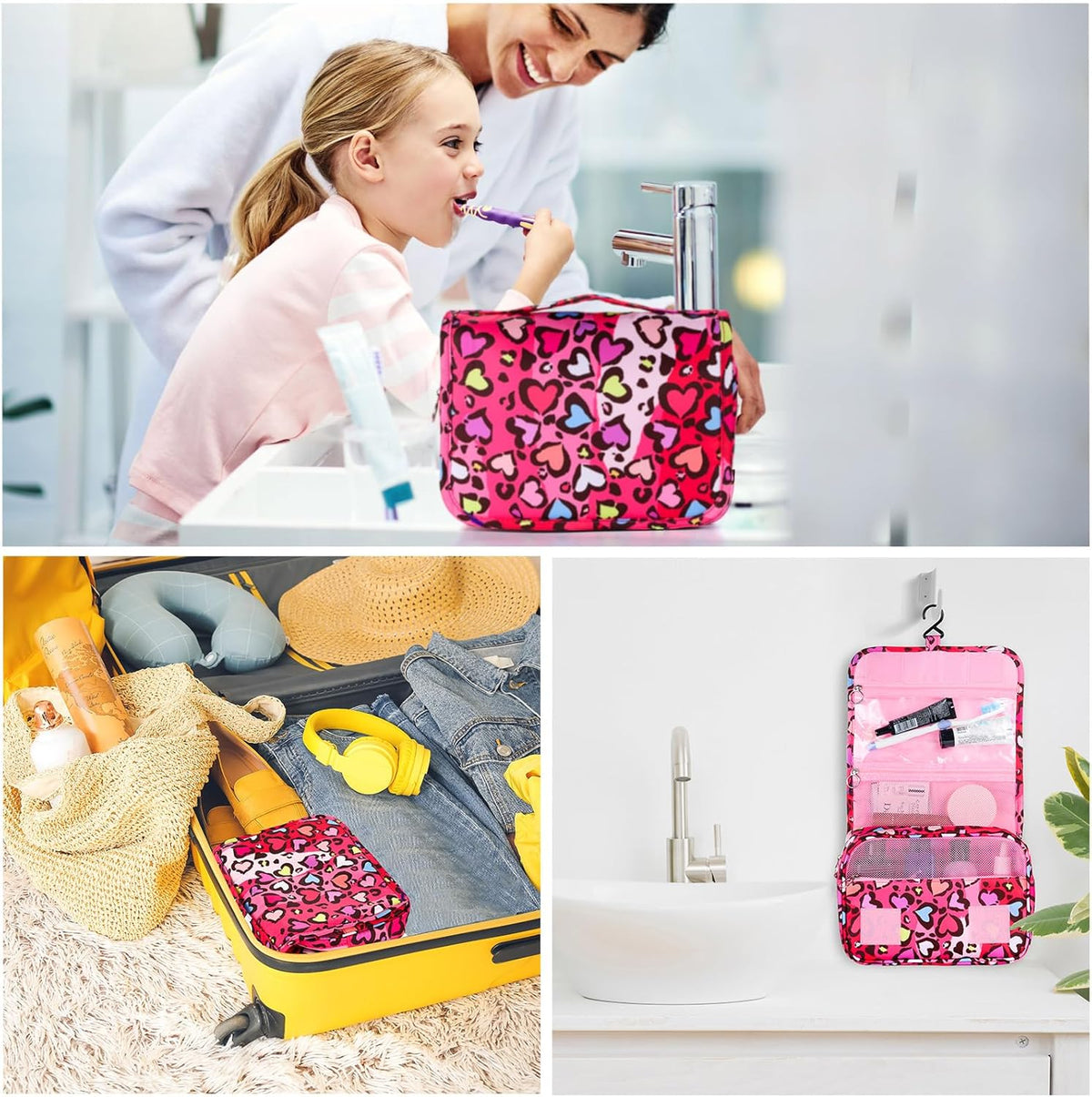 Purple Hanging Toiletry Bag for Girls, Travel Toiletry Bag for Teen Girls Cosmetic Makeup Waterproof Wash Bag Traveling Toiletries, Fluid