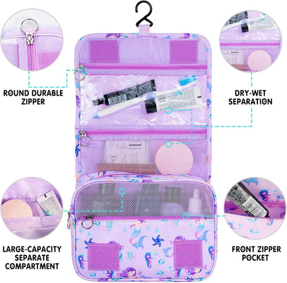 Purple Hanging Toiletry Bag for Girls, Travel Toiletry Bag for Teen Girls Cosmetic Makeup Waterproof Wash Bag Traveling Toiletries, Fluid