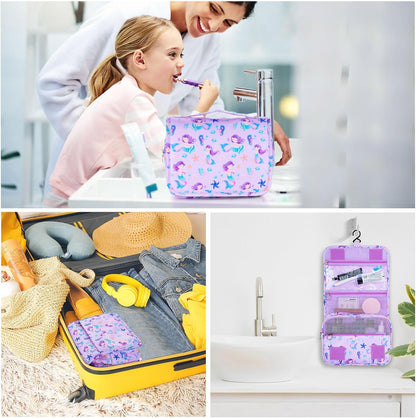 Purple Hanging Toiletry Bag for Girls, Travel Toiletry Bag for Teen Girls Cosmetic Makeup Waterproof Wash Bag Traveling Toiletries, Fluid