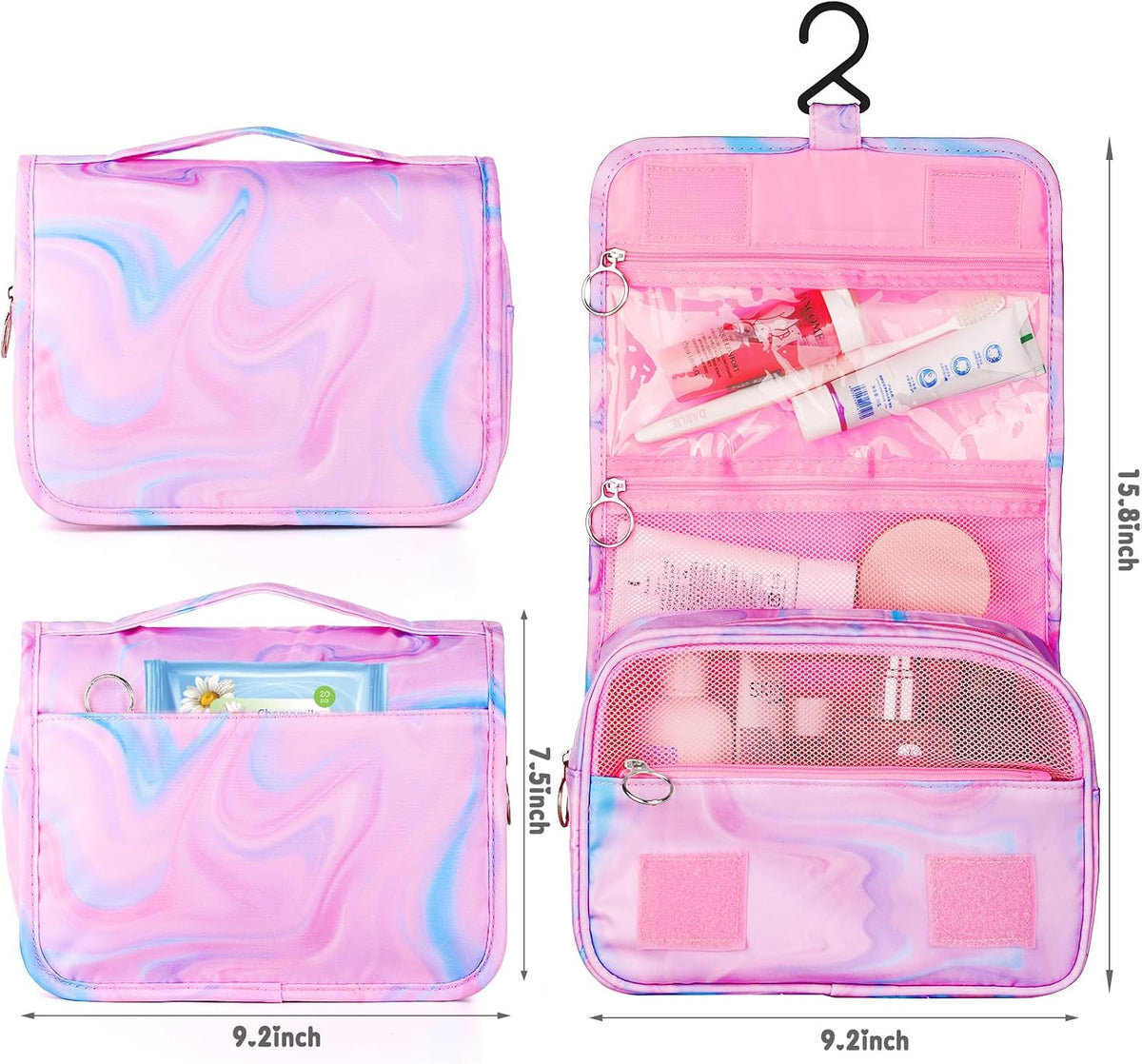 Purple Hanging Toiletry Bag for Girls, Travel Toiletry Bag for Teen Girls Cosmetic Makeup Waterproof Wash Bag Traveling Toiletries, Fluid