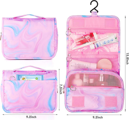 Purple Hanging Toiletry Bag for Girls, Travel Toiletry Bag for Teen Girls Cosmetic Makeup Waterproof Wash Bag Traveling Toiletries, Fluid