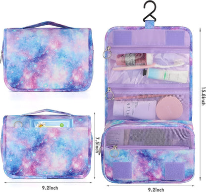 Purple Hanging Toiletry Bag for Girls, Travel Toiletry Bag for Teen Girls Cosmetic Makeup Waterproof Wash Bag Traveling Toiletries, Fluid